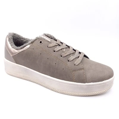 Baskets Tennis Chaussures Femme Shoes - 37 38 39 40 41 - Compensée argent Gris - Photo 1/4