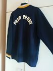 FRED PERRY Navy Zip Sweater Jacket Size XL Wool Acrylic Back Logo Cardigan