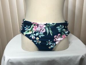 Becca Swim Bottom 2X Bikini Brief Ruched Sides Green Floral Plus Size 6394407