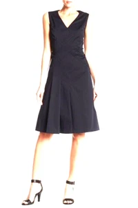 NEW Lafayette 148 New York Emery Sleeveless V-Neck Dress - Navy size 4 #MD263 - Picture 1 of 6