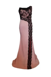 Vestito rosa sartoriale lungo Couture modello a Sirena stile Diva di Hollywood - Foto 1 di 9