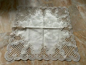 Tischdecke quadratisch,57x57 cm,Champagner Beige,Spitze an den Ecken - Bild 1 von 6