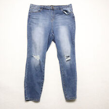 FTF Fashion To Figure Women's Plus Size 22 Blue Skinny Distressed Stretch Jeans