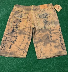 Vintage Y2K True Religion Acid Wash Baggy Hip Hop Jean Shorts Mens Size 40 Jorts - Picture 1 of 5
