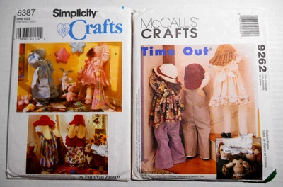 2 McCall's 9262 Simplicity 8337 Crafts Patterns TIME OUT DOLLS & BUNNIES Uncut - Image 1 of 2