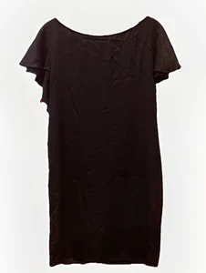 Schwarz Satin Rüschen Overlay Minikleid XS Neu mit Etikett Cocktail Party Schulterfrei - Bild 1 von 14