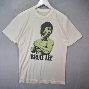 Vintage Bruce Lee T-Shirt Mens Medium Cream 80s 90s Single Stitch - Picture 1 of 8