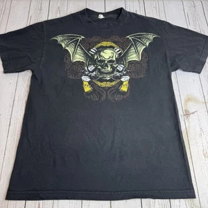 Avenged Sevenfold Graphic T Shirt S/S Tee Mens Large Gothic Skull Bat Black - Picture 1 of 9