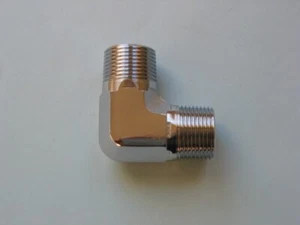 Lowrider Hydraulics 1/2"Male to 1/2"Male elbow, chrome, 1 pc - Picture 1 of 2