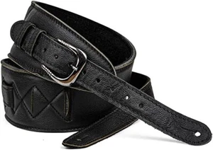 SCHWARZ HERGESTELLT IN UK 2,75" SOFTEE VERSTELLBARE SCHNALLE ECHTLEDER GEPOLSTERTES GITARRENARMBAND - Bild 1 von 3
