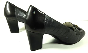 Anne Klein Iflex Womens 7.5M Leather Alligator Pattern Heel Square Toe Shoes - Picture 1 of 6