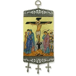 La Crucifixión, Tapiz Icono Banner, ~10" H - Imagen 1 de 1