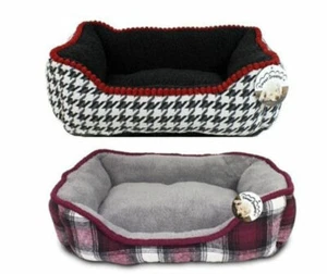 Kleine mittlere & große Hunde Katze Welpe Haustier Kissen Korb Bett mit Fleecefutter Neu - Bild 1 von 2