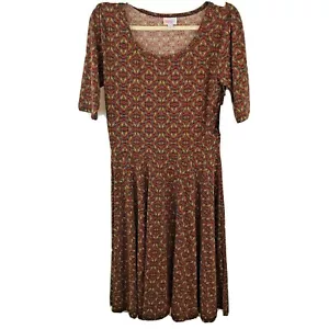 LULAROE Nicole Fit & Flare Geo Abito Multicolore Manica Corta Taglia Large Nuovo con etichette - Foto 1 di 5