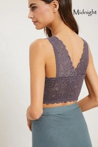 Neu mit Etikett Boutique gepolstertes Bralette Brami mit überbackenem V-Ausschnitt und Spitze Sportsbar Plus - Bild 1 von 17