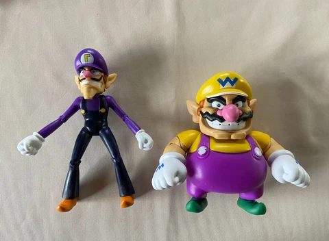 Super Mario Jakks Pacific World of Nintendo 4” Wario & Waluigi Figure Lot Cover