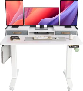 Electric Standing Desk with Drawers, Adjustable Height Stand up Desk, 48 Inch El - Picture 1 of 9