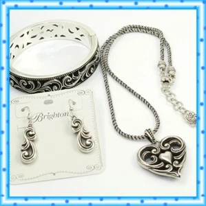Brighton Alana Herz Armreif Armband Halskette Ohrringe Set Neu mit Etikett $ 244 Etui Neu - Bild 1 von 5