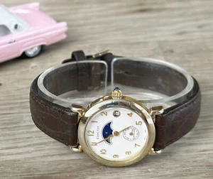 EXACTLY VTG True Moon Phase Swiss Made Seconds Subdial Date 26mm Ladies Watch - Picture 1 of 3