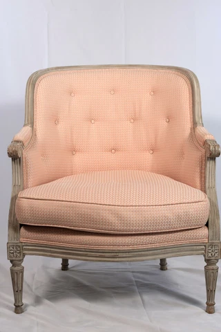 Louis XVI-Style Upholstered Painted Carved Wood Bergere Cover