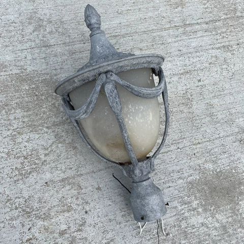 Ornate MINKA Lavery? Outdoor Pole Lamp Lantern Street Light Silver Metal Glass L Cover