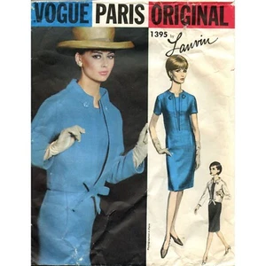 Vestido y chaqueta Lanvin 1964 Vogue Pattern 1395 Misses talla 18 corte y completo - Imagen 1 de 6