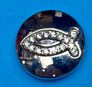 Ichthus Glaube Jesus Fisch Strass 18mm Charms, Ingwer Druckknöpfe Magnolienranke - Bild 1 von 7