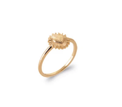 Ring Vergoldet 18 Karat - Ring Mit Cabochon Herz Und Sonne - Bild 1 von 4