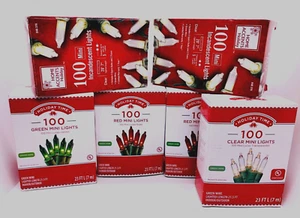 Lot 6 Holiday Time 100 Multi Mini Lights Green Wire Christmas Asst Colors - Picture 1 of 7