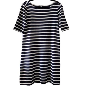 Gap Shift/Shirt Dress, Navy Blue & White Horiz Stripes, Zipper on Shoulder, Sz M - Picture 1 of 9