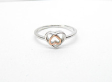 Clogau Gold Silver & 9ct Rose Gold Celtic Heart Ring Size P