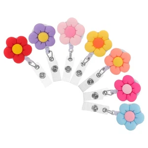 Abrazadera de clip de insignia con hebillas de flores coloridas de 7 piezas para carrete de oficina con flores - Imagen 1 de 12