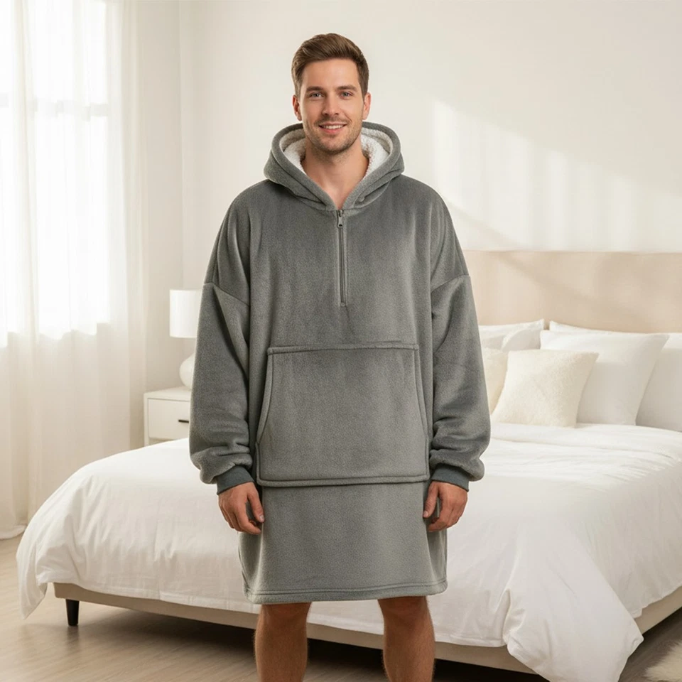 Oversized Blanket Hoodie Unisex Home Robe Dressing Gown, Super Warm Cozy OneSize