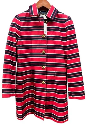 Abrigo Banana Republic Icónico Rojo y Azul Rayas Mujer’s M NUEVO Foto 1 de 4