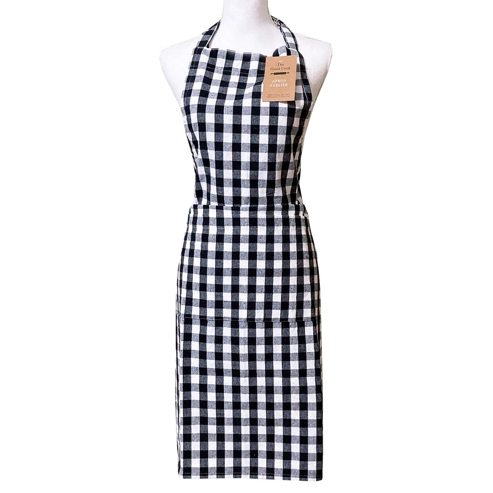The Good Cook Kitchen Apron Gingham Check Unisex Classic Cotton