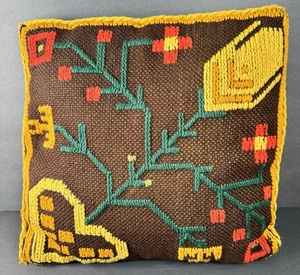 Marokkanisches Dekokissen braun gelb rot bestickt Boho Deko - Bild 1 von 7