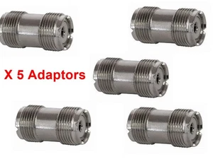 Pack Of 5, UHF PL259 Female Socket To Socket Adaptor Connector Joiner Ham Radio - Picture 1 of 3