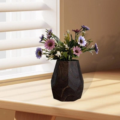 Wood Flower Vase Handcraft Decorative Plant Pot for Bathroom Office Entryway - Image 1 of 4