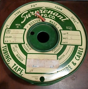 Vintage / Antique Surprenant Mfg. Metal Cable Spool, Boston MA W/Some Cable - Picture 1 of 12