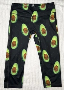 Feed Me Fight Me Leggings M Avocado, Skull, Print Adult Women black/green crop - Picture 1 of 9