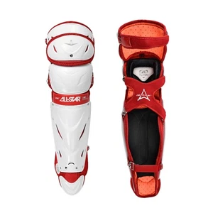 All-Star PHX Paige Halstead Fastpitch Catcher's Leg Guards - White/Scarlet - M - Picture 1 of 1