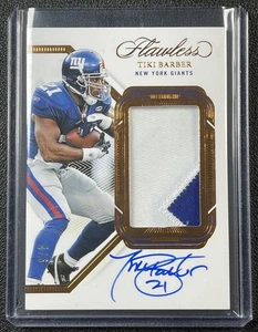 TIKI BARBER 2023 PANINI FLAWLESS VERTICAL JERSEY PATCH AUTO BRONZE 4/6 GIANTS - Picture 1 of 2