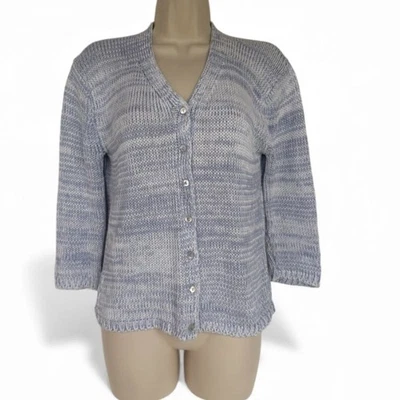 Suéter tejido algodón seda Ballantyne Scotland para mujer M blanco lavanda  Foto 1 de 4