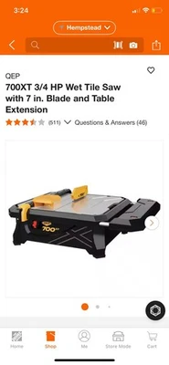 Sierra para azulejos húmeda QEP700XT 3/4 HP con 7 pulgadas Extensión de hoja y mesa Foto 1 de 2