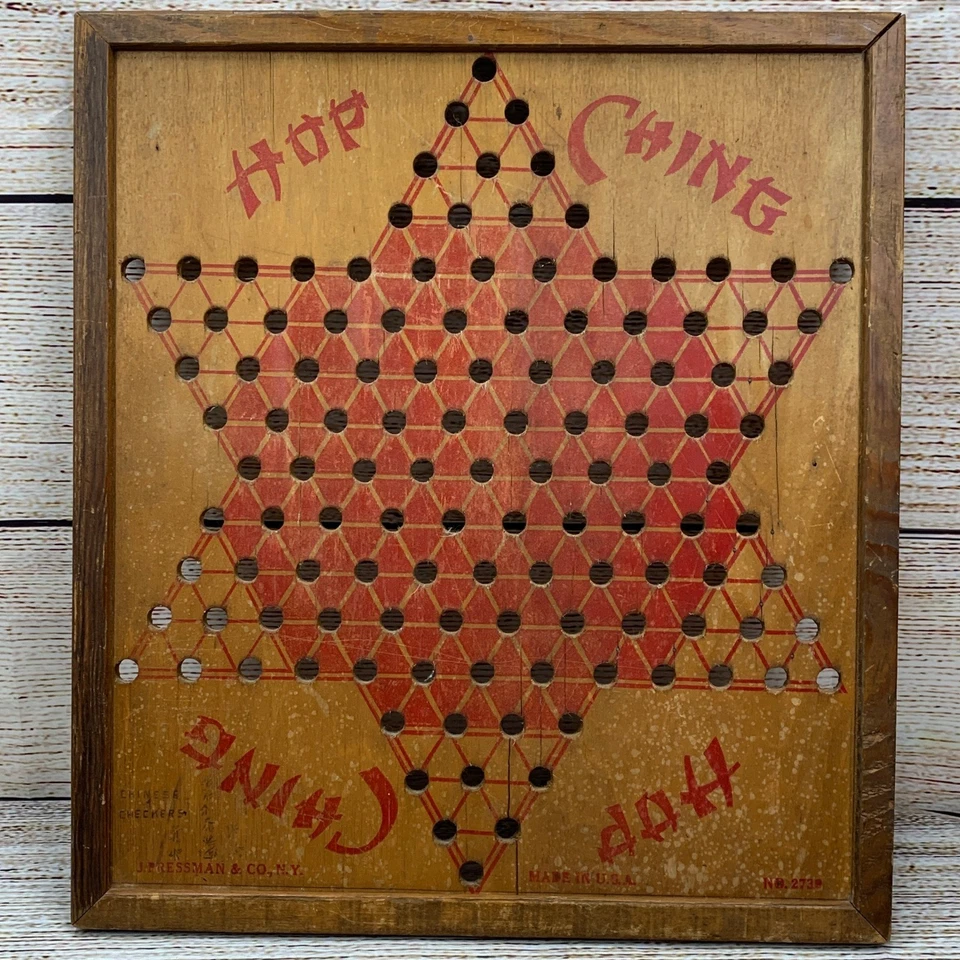 Vintage Hop Ching Chinese Checkers Game Board J. Pressman Co. NY Made in USA - Image 1 of 4