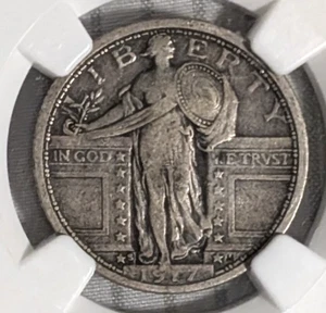 1917-S NGC VF25 Type 1 Bare Breast Standing Liberty Quarter Nice Type Coin - Picture 1 of 7