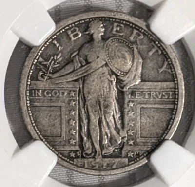 1917-S NGC VF25 Type 1 Bare Breast Standing Liberty Quarter Nice Type Coin - Image 1 of 4
