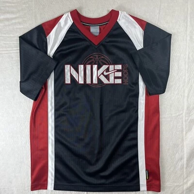 Camiseta de Tiro Vintage Nike Hoops Juvenil XL Roja Negra Baloncesto Estampado Gráfico Foto 1 de 4