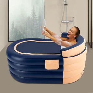 Inflatable Bathtub Adult PVC Folding Portable Blow Up Bathtub Warm Bath Tub+Pump - Picture 1 of 17