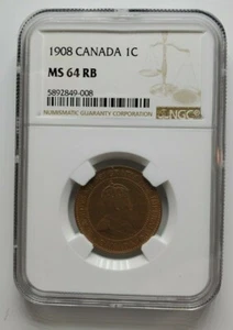 1908 Canada 1C NGC MS 64 RB - Picture 1 of 2